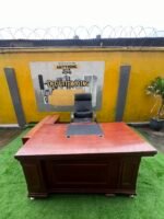 Neatly Used Large Executive Office Table With Executive Office Chair (chair slightly peel and table needs adjustment) - Image 4