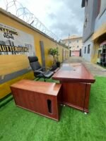 Neatly Used Large Executive Office Table With Executive Office Chair (chair slightly peel and table needs adjustment) - Image 7