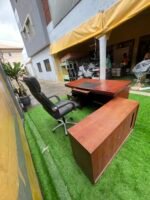 Neatly Used Large Executive Office Table With Executive Office Chair (chair slightly peel and table needs adjustment) - Image 6