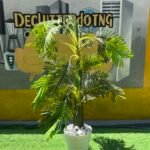 Barely Used White Vase Artificial Flower Plant With Stone