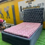 Barely Used 4.5by6 Grey Upholstrey Bedframe With Semi Orthopedic Mattress - Image 4