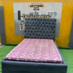Barely Used 4.5by6 Grey Upholstrey Bedframe With Semi Orthopedic Mattress - Image 2