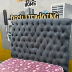Barely Used 4.5by6 Grey Upholstrey Bedframe With Semi Orthopedic Mattress - Image 5