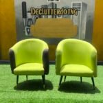 Barely Used Mini Lemon & Grey Armless Chair( both)