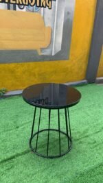 Barely Used Top Quality Black Tempered Glass Top Coffe Table With Iron Stand - Image 2