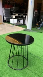 Barely Used Top Quality Black Tempered Glass Top Coffe Table With Iron Stand - Image 7