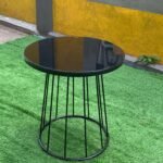 Barely Used Top Quality Black Tempered Glass Top Coffe Table With Iron Stand