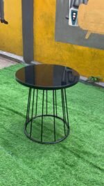 Barely Used Top Quality Black Tempered Glass Top Coffe Table With Iron Stand