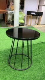 Barely Used Top Quality Black Tempered Glass Top Coffe Table With Iron Stand - Image 5