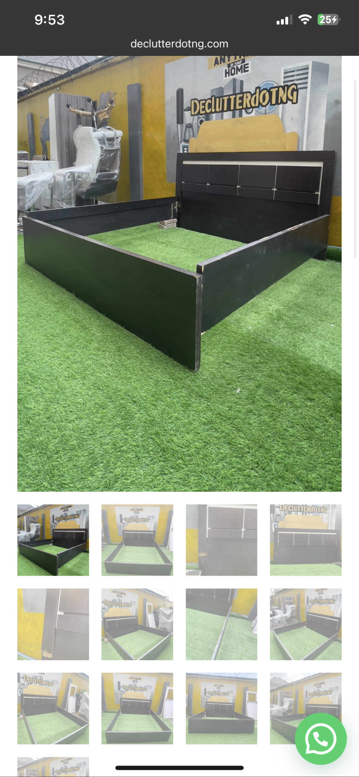 IMG_2620 Neatly Used 6by6 DarkBrown & White Wooden Bedframe Without Pallet - Image 1