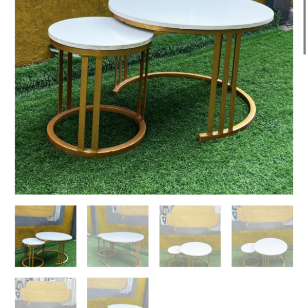 Neatly Used 2in1 White Center Table With Iron Stand