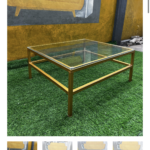 Used Imported 90 by 80 Glass Top Center Table With Iron Stand
