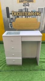 Neatly Used White Multipurpose Cabinet With Glass Top