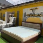 Neatly Used 6by6 Wooden Tufted Bedframe With Semi Orthopedic Mattress