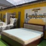 Neatly Used 6by6 Wooden Tufted Bedframe With Semi Orthopedic Mattress