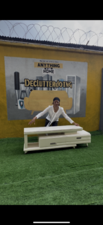 Neatly Used Off White Extendable Tv Console - Image 3