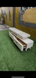 Neatly Used Off White Extendable Tv Console