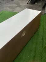 Barely Used 60inch Long , 20inch High White Tv Console With Glass Divider - Image 5