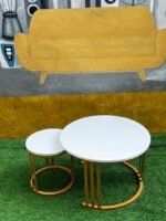 Neatly Used 2in1 White Center Table With Iron Stand - Image 2