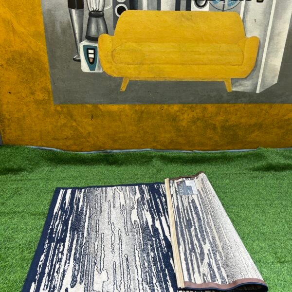 Neatly Used Navy Blue 120by170 D Millet Collection Turkish Center Rug