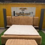 Barely Used Top Quality 6by6 Tufted Upholstery Bedframe With Full Orthopedic Mattress, 2Side Drawers And Ottoman