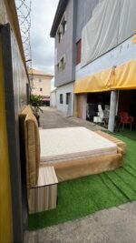 Barely Used Top Quality 6by6 Tufted Upholstery Bedframe With Full Orthopedic Mattress, 2Side Drawers And Ottoman - Image 5