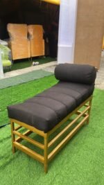 Barely Used Armless Chair With Golden Stand And Pillow - Image 3