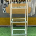 Barely Used White Iron Display Shelf With Transparent Glass