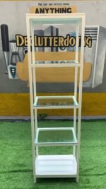 Barely Used White Iron Display Shelf With Transparent Glass