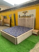 Barely Used 6by6 Top Quality Upholstery Bedframe With Full Orthopedic Vita Foam Mattress And Side Drawers - Image 3
