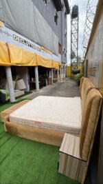 Barely Used Top Quality 6by6 Tufted Upholstery Bedframe With Full Orthopedic Mattress, 2Side Drawers And Ottoman - Image 4