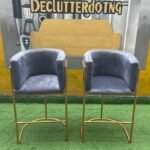 Relatively New Grey Makeup Chair With Gold Iron Stand (Each)