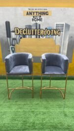 Relatively New Grey Makeup Chair With Gold Iron Stand (Each)