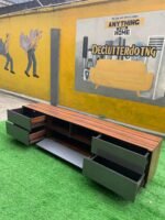 4 Month Used Top Quality Grey & Brown Tv Console With 5 Compartment Drawer - Image 3