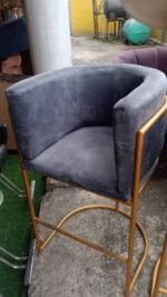 Relatively New Grey Makeup Chair With Gold Iron Stand (Each) - Image 3