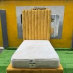 Barely Used 4.5by6 Custard Yellow Bedframe With Semi Orthopedic Mattress