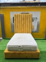 Barely Used 4.5by6 Custard Yellow Bedframe With Semi Orthopedic Mattress