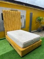 Barely Used 4.5by6 Custard Yellow Bedframe With Semi Orthopedic Mattress - Image 5