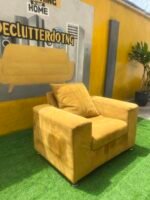 Single Seater Yellow Sofa With Pillow(Needs Washing) - Image 4