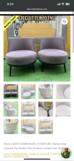 Barely Used Lifemate Top Quality Grey Armless Lounge Chair (Each)