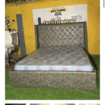 Barely Used 6by6 Deep Green Leather Bedframe With Semi Orthopedic Mattress