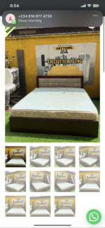 Neatly Used 6by6 Wooden Tufted Bedframe With Semi Orthopedic Mattress - Image 2