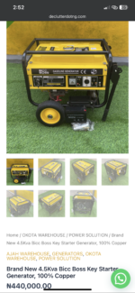 Brand New 4.5Kva Bicc Boss Key Starter Generator, 100% Copper