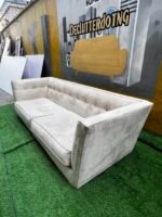Neatly Used Top Quality 4 Seater Cream Couch With Golden Leg Stand - Image 3
