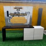 Barely Used Top Quality White & Brown Glossy Wood console /work table (Very big and classy