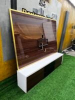 Barely Used Top  Quality Brown Glossy Wood Tv Console - Image 3