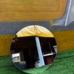 Neatly used heavy round mirror with led light