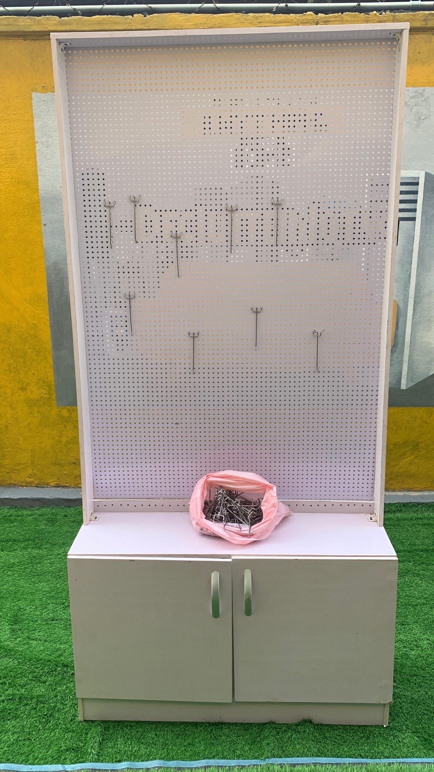 bd9caecc-ca83-46bd-b739-07ae660bd559 Barely Used White Jewelry Peg Shelf - Image 1