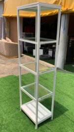 Barely Used White Iron Display Shelf With Transparent Glass - Image 4