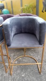 Relatively New Grey Makeup Chair With Gold Iron Stand (Each) - Image 2
